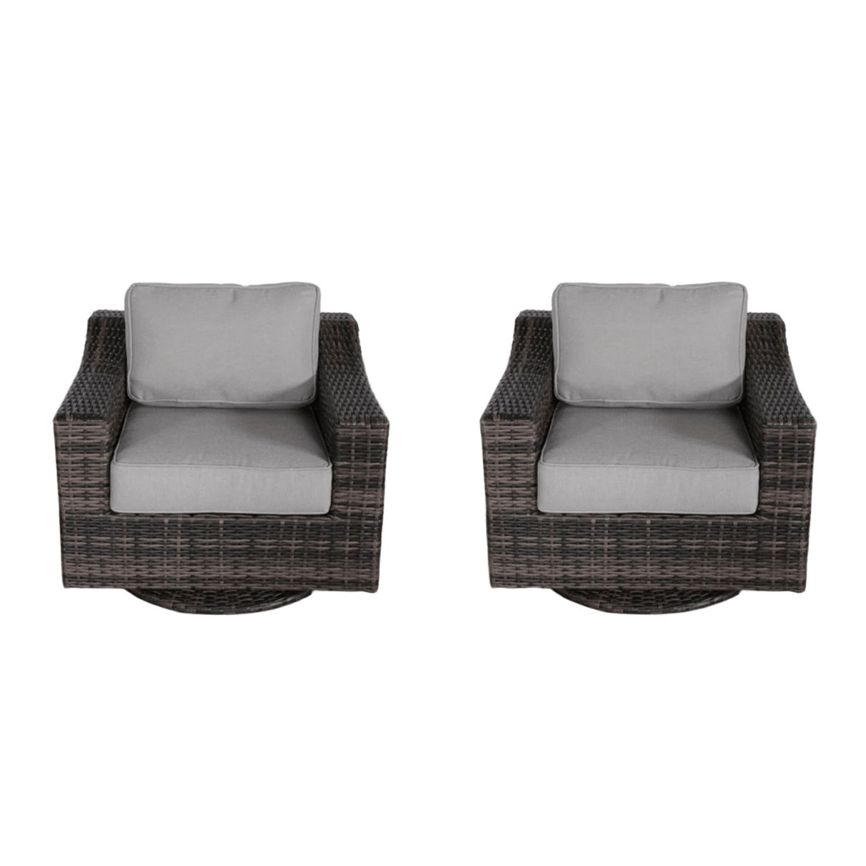 Contemporary Outdoor Swivel Patio Chair With Cushions (Set of 2) - Brown