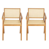 Chandigarh Arm Dining Chair With Natural Cane Design (Set of 2)