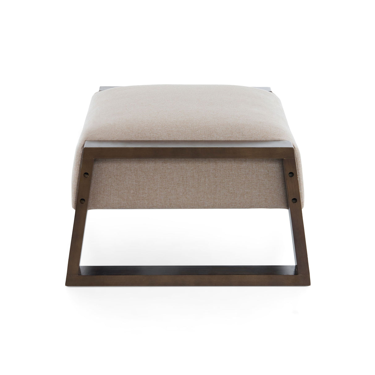 Sleek And Stylish Ottoman Polyester With Rubberwood Legs - Beige