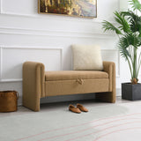 Modern Teddy Upholstered Large Bed End Bench With Arms And Storage