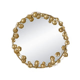 Round Metal Wall Mirror With en Leaf Accents, Modern Decor Mirror For Living Room Entryway Hallway - Gold