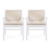 Outdoor Acacia Wood Patio Dining Armchair (Set of 2)