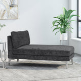 Fabric Upholstered Chaise Lounge With Iron Bracket Legs - Gray