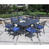 Square 8 Person 64" Long Aluminum Dining Set With Cushions