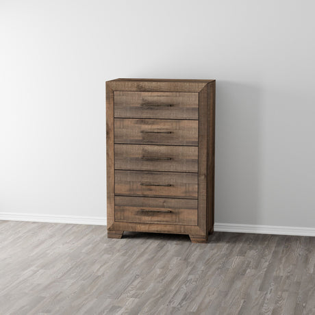 5 Drawer Chest With Casual Style - Brown