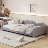 Upholstered Daybed, Sherpa Fabric Sofabed With Cloud-Shaped Backrest