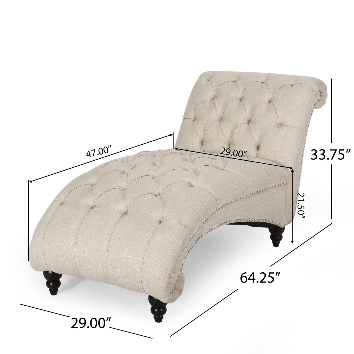 Chaise Lounge With Button Tufted Diamon Stitch