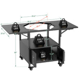 Outdoor Grill Table For Big Egg Style Bbq Metal Grill Cart With 2 Folding Panels Metal - Black