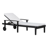 Jason - Black Chaise Lounge Adjustable Acacia Wood Outdoor Furniture