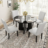 5 Piece Round Dining Table Set, Modern Dining Table And 4 Upholstered Chairs For Dining Room