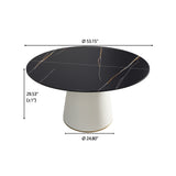 Modern Artificial Stone Round Plywood Base Dining Table, Can Accommodate 6 People, (Not Including Chairs) - Black / Beige