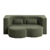 Convertible Plush Corduroy Foam-Filled Sleeper Sofa Bed With 2 Pillows