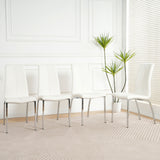 Modern Upholstered Dining Chair (Set of 4) With Electroplated Metal Legs - White