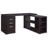 Transitional L Shape Computer Desk With Multiple Storage And Built In File Cabinet