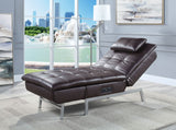 Padilla - Synthetic Leather Chaise Lounge With Pillow USB - Brown