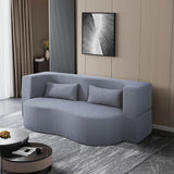 2 In 1 Convertible Full Size Folding Loveseat Couch With Soft Teddy Fabric