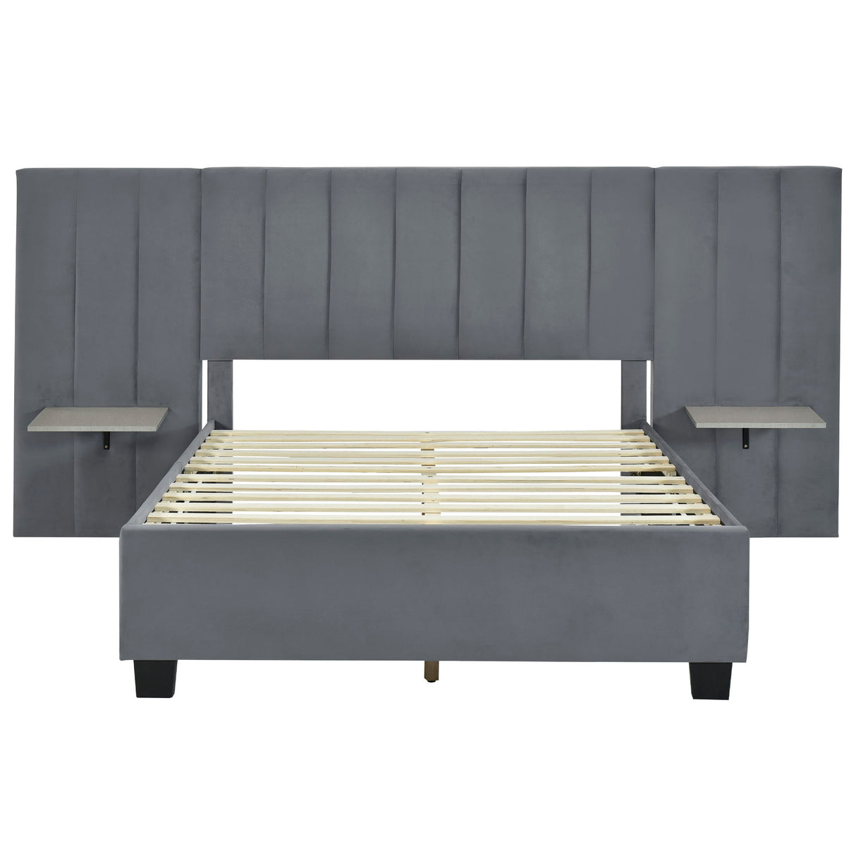 Upholstered Platform Bed With Big Headboard