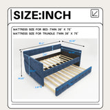 Upholstered Twin Size Daybed Bed Frame (Corner Bed) With Trundle, Velvet Fabric, Studding Design, No Box Spring Required