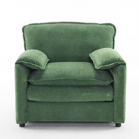 Oversized Reading Armchair With Thick Cushions, High Back Support