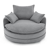 360° Swivel Accent Barrel Chair With Dual Layer Cushion And 3 Removable Pillows
