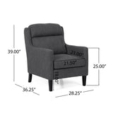 Contemporary Club Chair With Upholstered Fabric And Rubberwood Legs