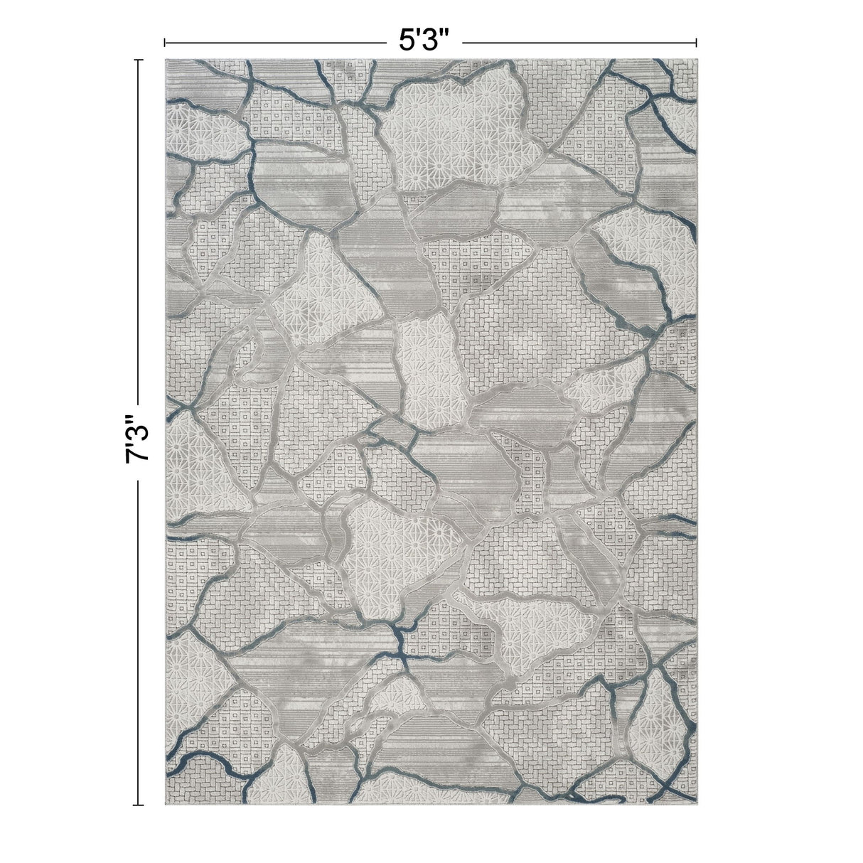 Geometrix - 5'3" X 7'3" Area Rug, Geometric 3D Effect - Gray / Ivory