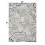 Geometrix - 5'3" X 7'3" Area Rug, Geometric 3D Effect - Gray / Ivory