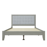 Mid Century Modern Platform Bed With Upholstered Headboard