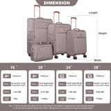 4 Piece Set, Softshell Suitcase Spinner Wheels Terylene Luggage Sets