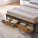 Modern Style Full Bed Drawers With Wheels Storage Solution - Brown / Black