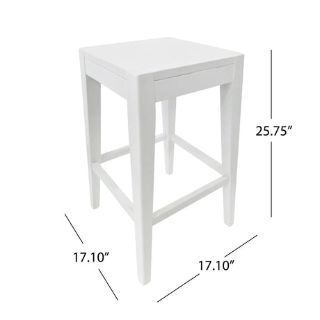 Counter Barstool (Set of 2), Rubber Wood - White