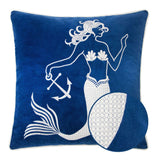 Liz Mermaid Pillow Cover With Matching Back And Hidden Zipper - Indigo