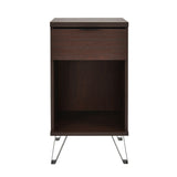 Modern Industrial Tall End Table With Drawer And Shelf - Walnut