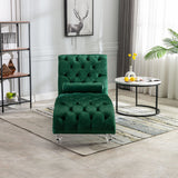 Velvet Chaise Lounge Indoor, Button Tufted Upholstered Chaise Lounge Chair With Pillow