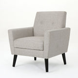 Contemporary Club Chair With Nailhead Trim Fabric And Birch Wood Legs