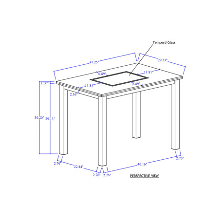 Dining Table Set With 4 Chairs, 5 Piece Set - Gray