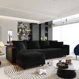 Deep Seat Convertible Sofa With Soft Pillows And Ottomans