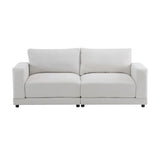 Modern Square Arm Sofa With Soft Fabric Upholstery, Deep Cushions