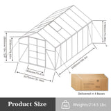 Gain Height Windproof Aluminum Greenhouse With Raised Base