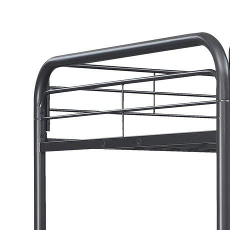 Triple Bunk Bed, Full Size With Sturdy Metal Frame And Safe Stairs - Black