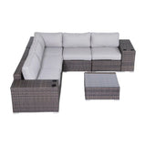 Modern Patio Rattan Sectional Set With Cushions