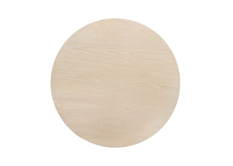 Neroli - Contemporary Round Side Table With Black Metal Base - Oak White