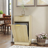 Tilt Out Trash Can Cabinet With Wave Textured Drawer & Pull Out Bin