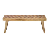 Artisan - Handcrafted Mango Wood Bench Rustic Boho Style - Natural