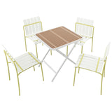 4 Piece Set Of Modern Color Block Designed Single Chairs With Folding Square Table