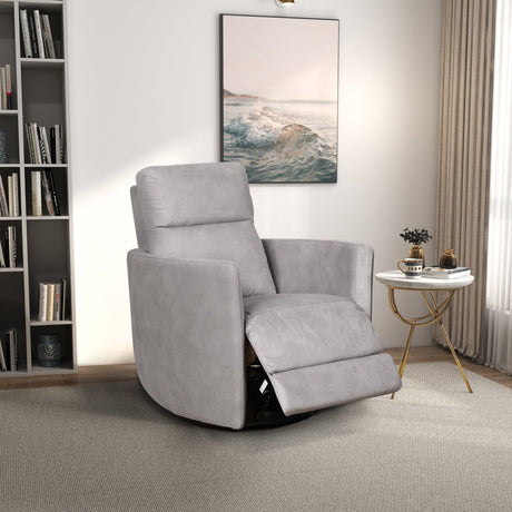Lawson - Swivel Glider Suede Recliner Chair - Latte