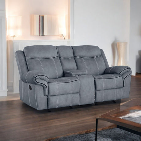 Zubaida - Two Tone Velvet Recliner Loveseat With USB Port Console