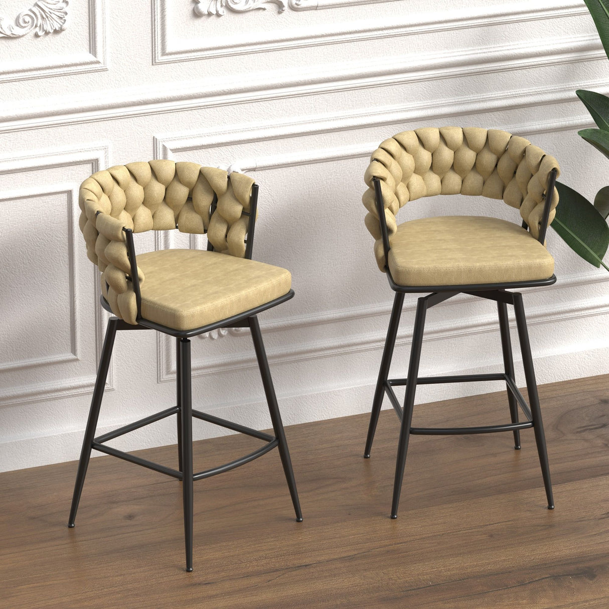 Bar Stool 360 Swivel With Back Footrest
