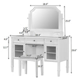 Elegant Makeup Vanity Desk With Adjustable Mirror And Storage And Construction - White
