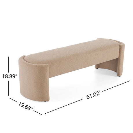 Simple Long Ottoman Bench - Light Camel